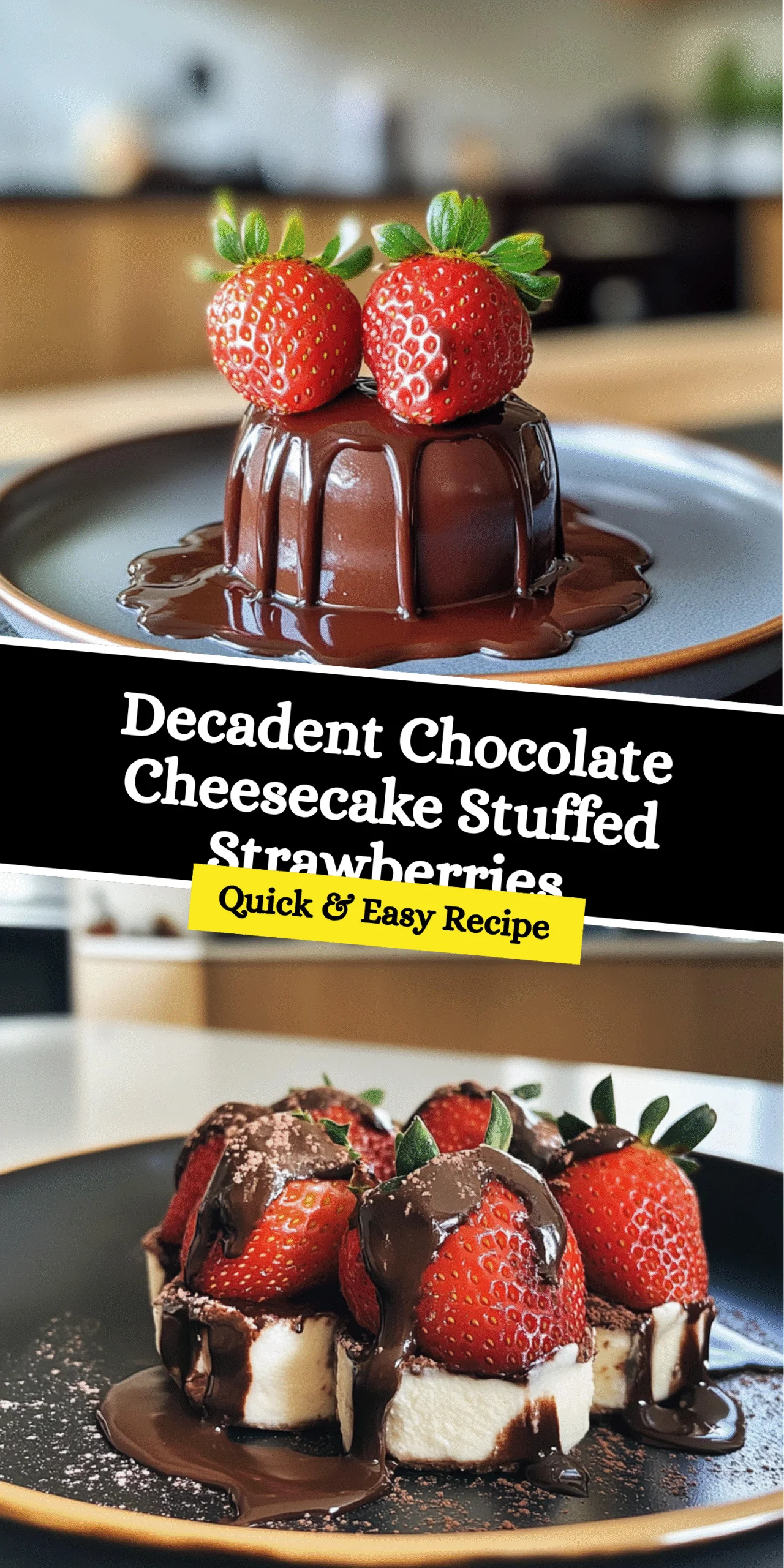 Decadent Chocolate Cheesecake Stuffed Strawberries