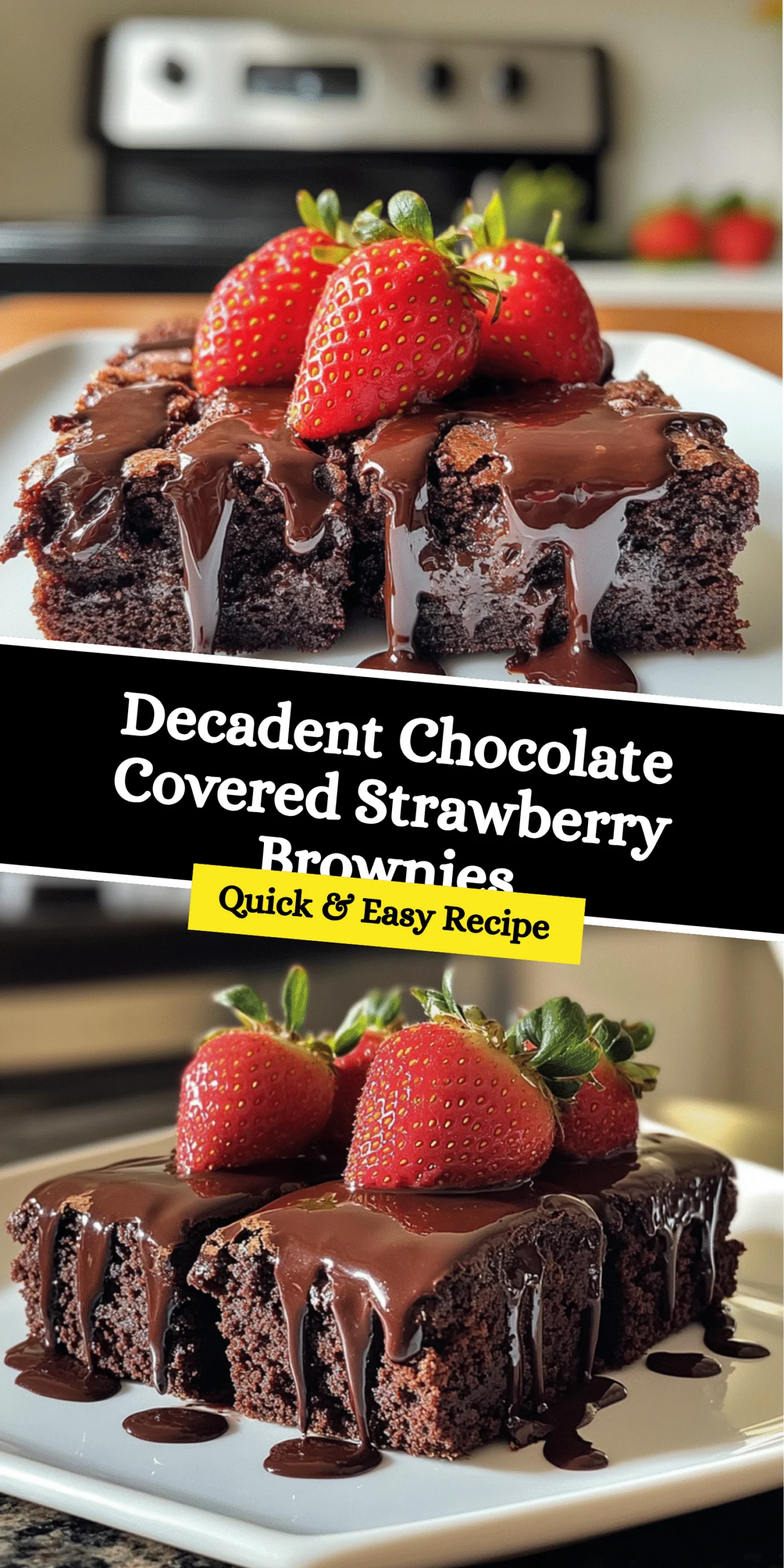 Decadent Chocolate Covered Strawberry Brownies