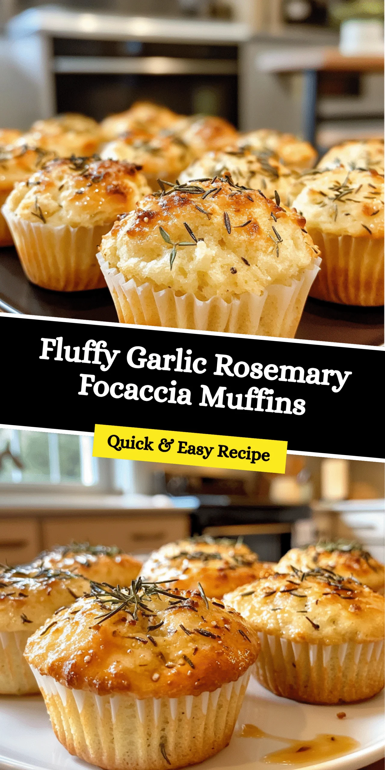 Fluffy Garlic Rosemary Focaccia Muffins