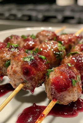 Savory Mini Meatball Skewers with Cranberry Glaze