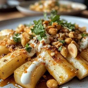 Parsnips With Spiced Peanuts & Garlic Yogurt