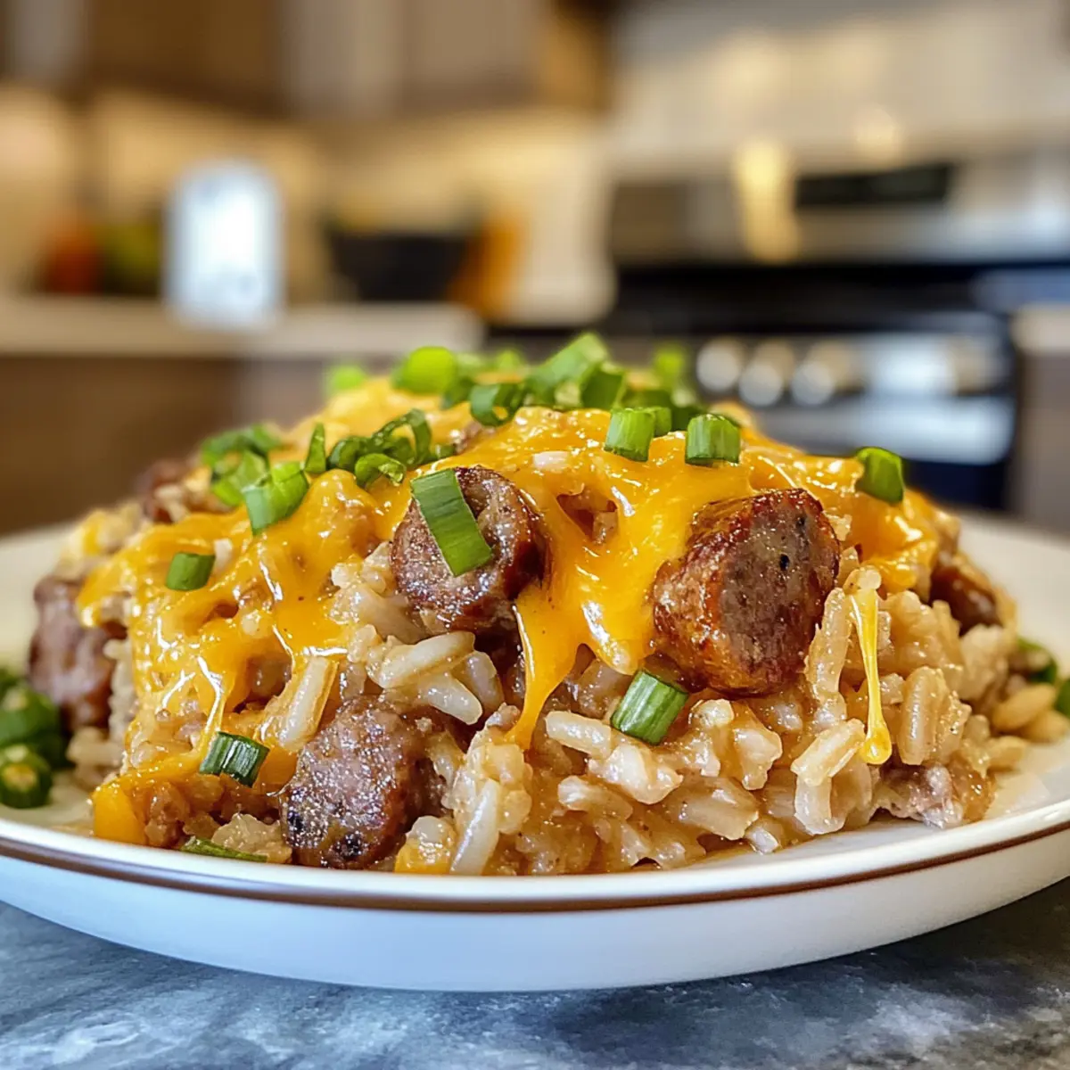 Savory Cheesy Sausage & Rice
