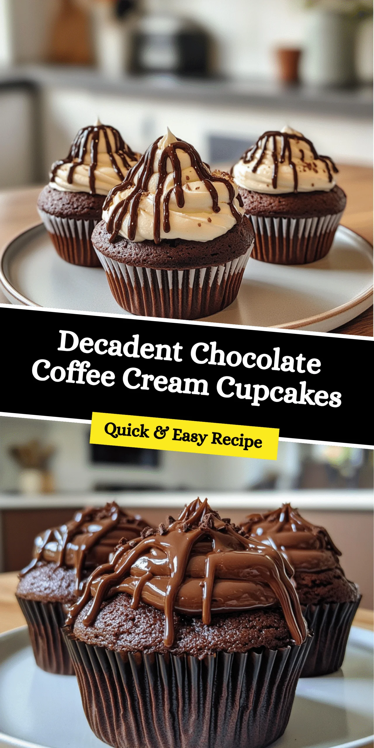 Decadent Chocolate Coffee Cream Cupcakes