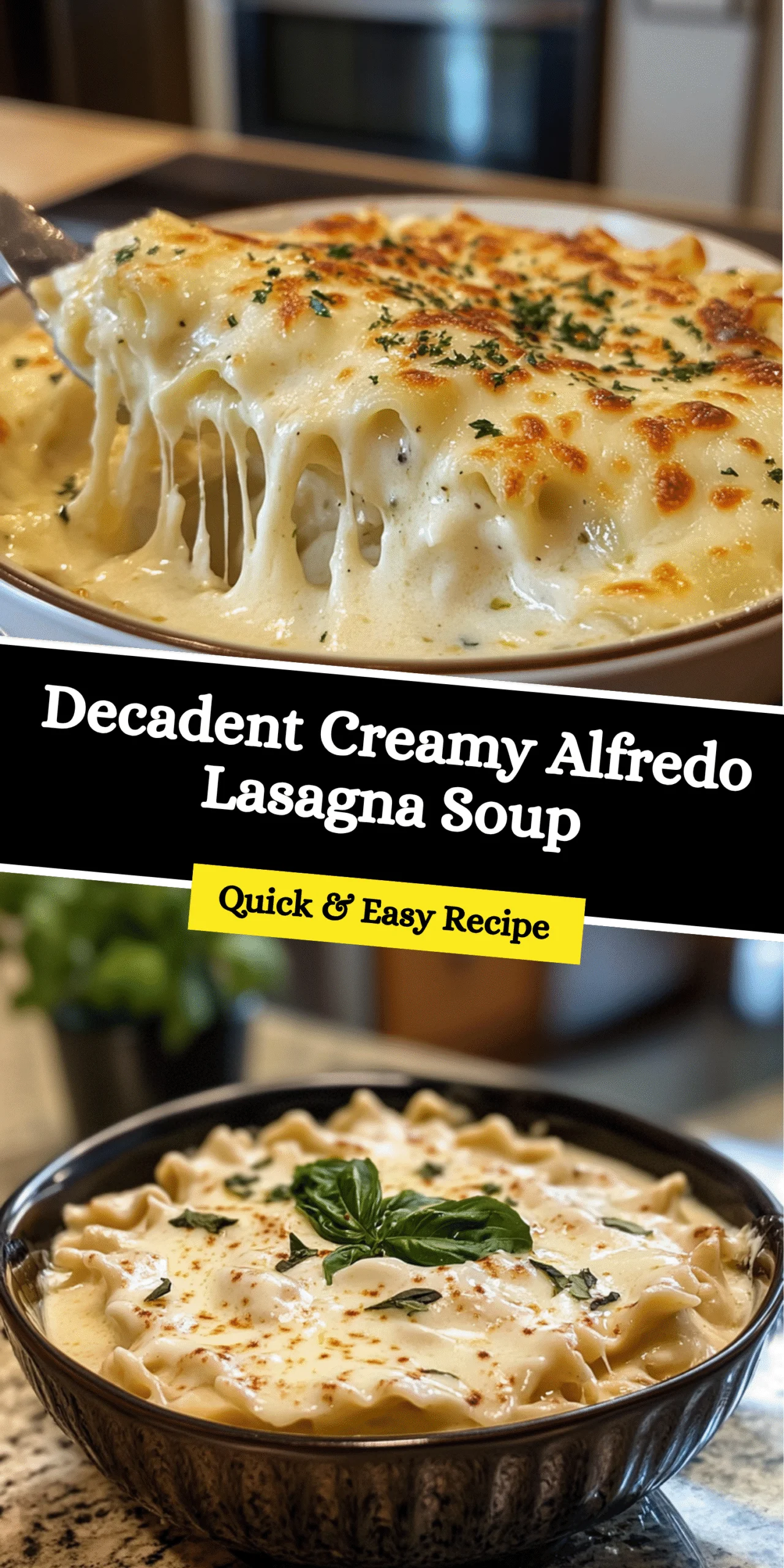 Decadent Creamy Alfredo Lasagna Soup