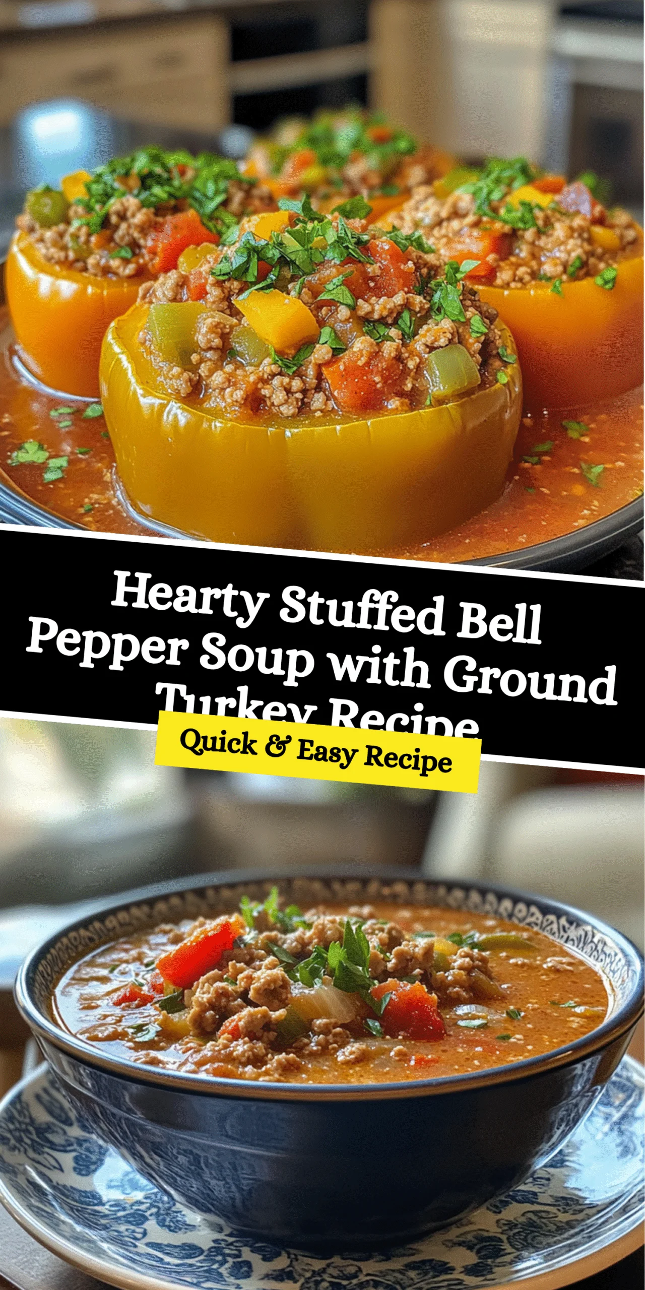 Hearty Stuffed Bell Pepper Soup with Ground Turkey Recipe