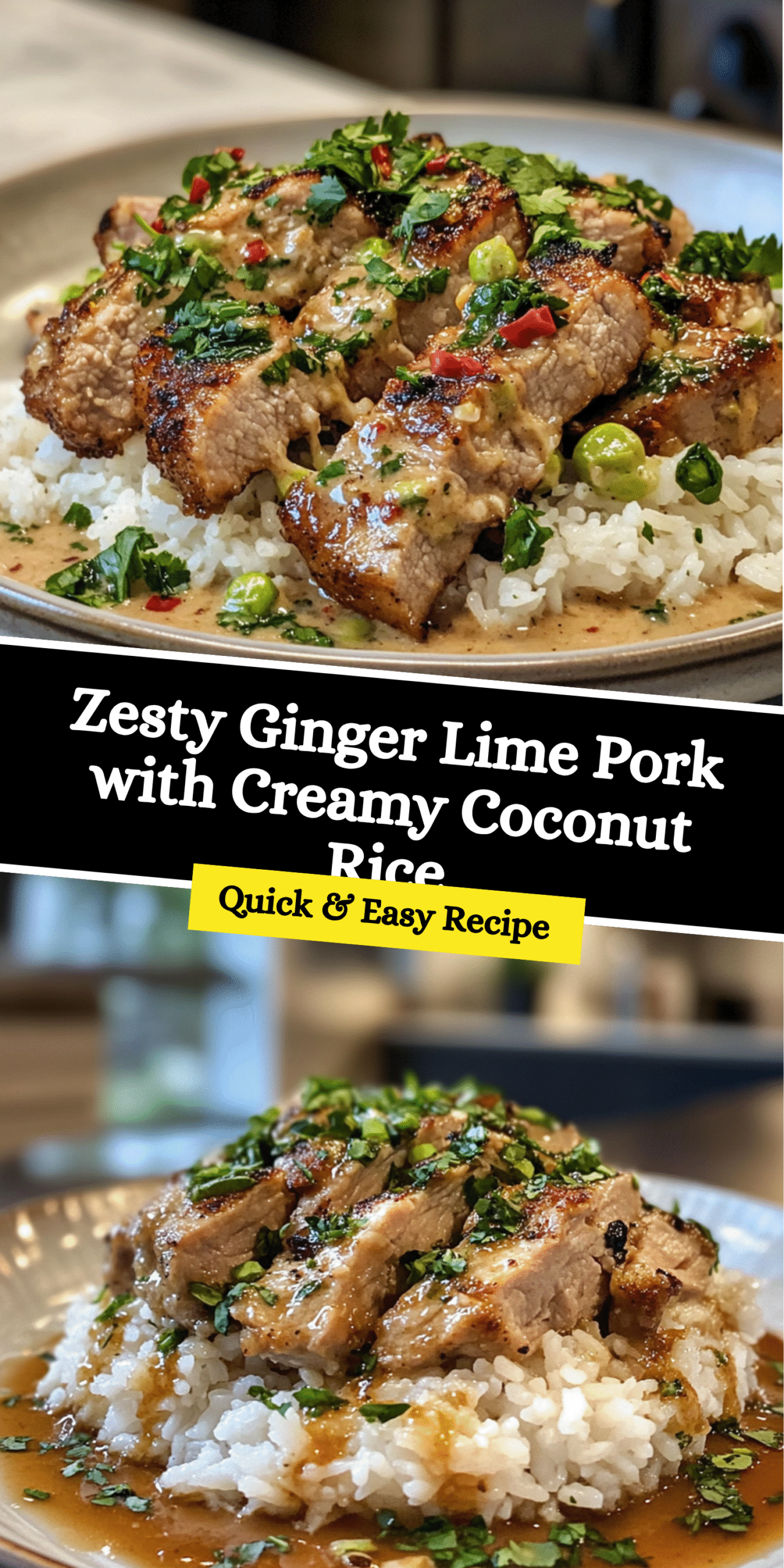 Zesty Ginger Lime Pork with Creamy Coconut Rice