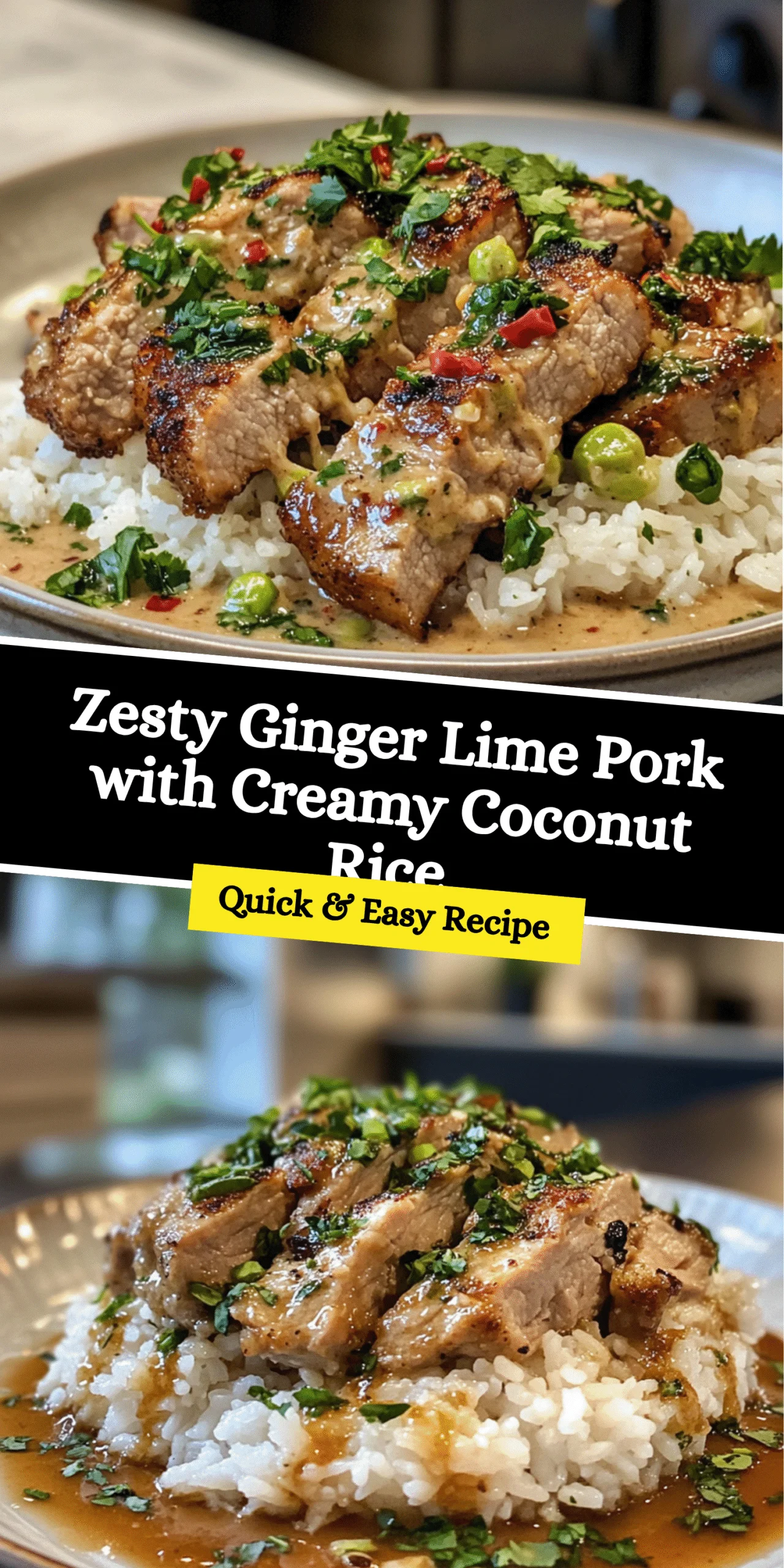 Zesty Ginger Lime Pork with Creamy Coconut Rice