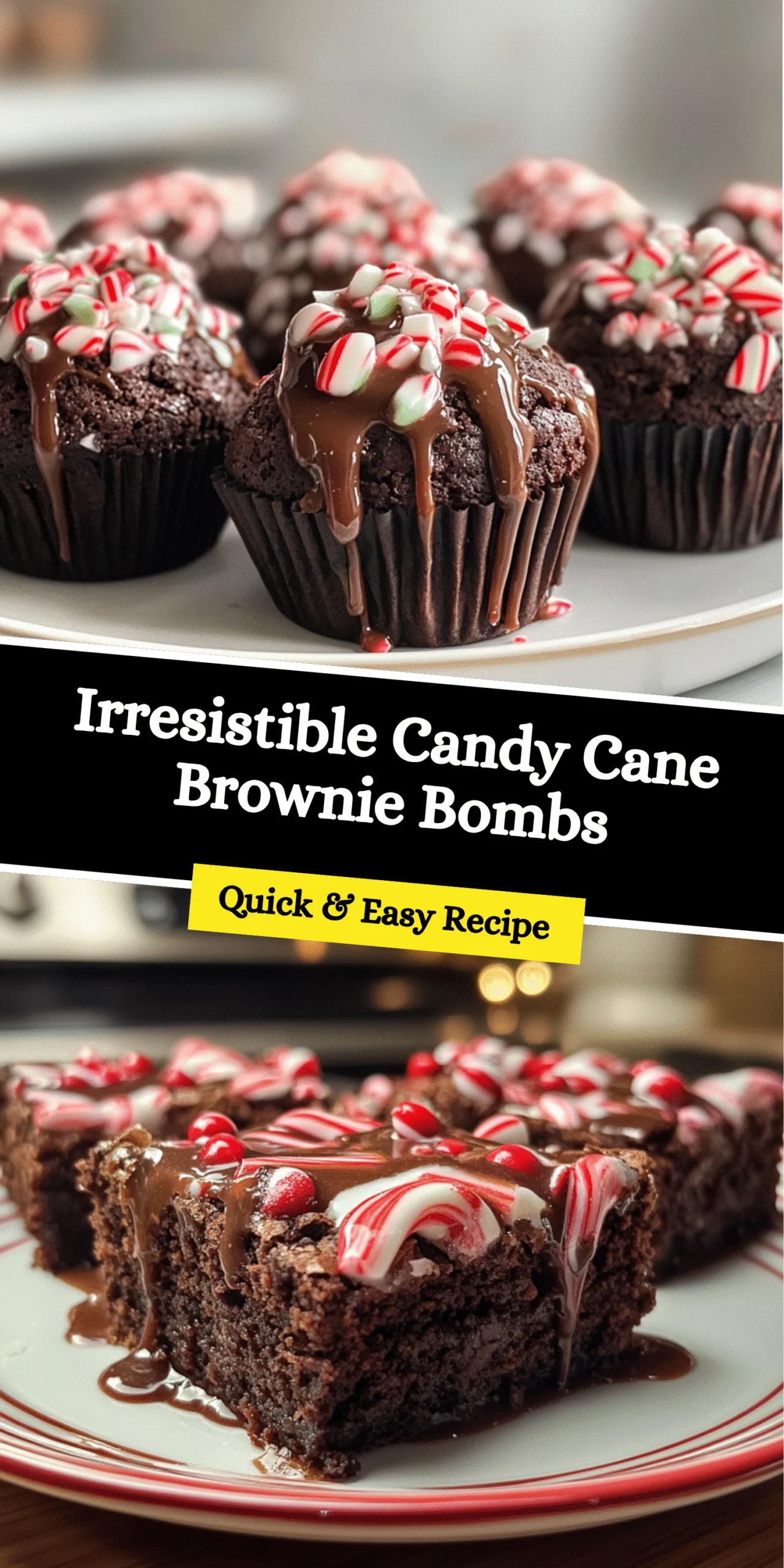 Irresistible Candy Cane Brownie Bombs