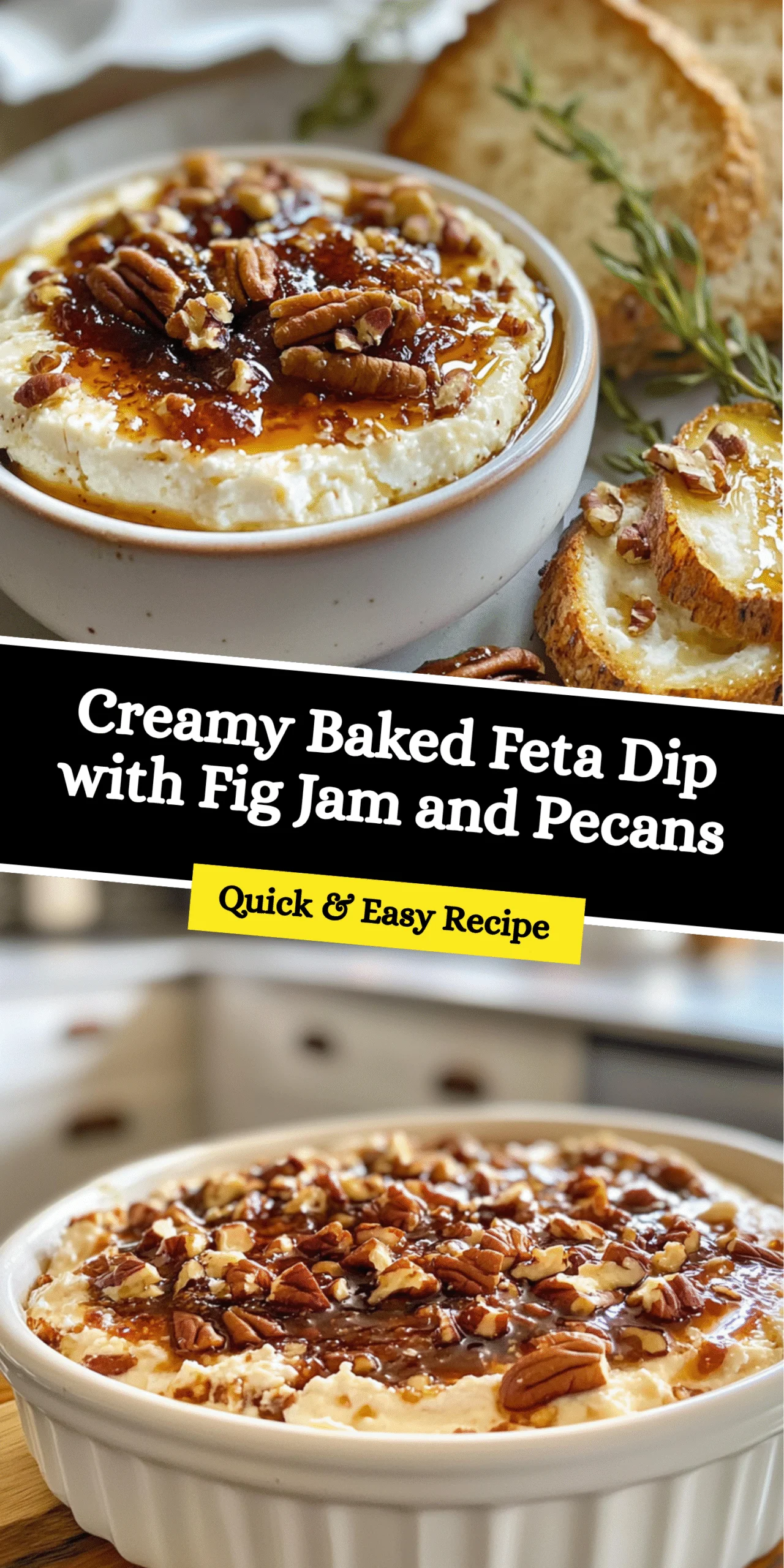 Creamy Baked Feta Dip with Fig Jam and Pecans