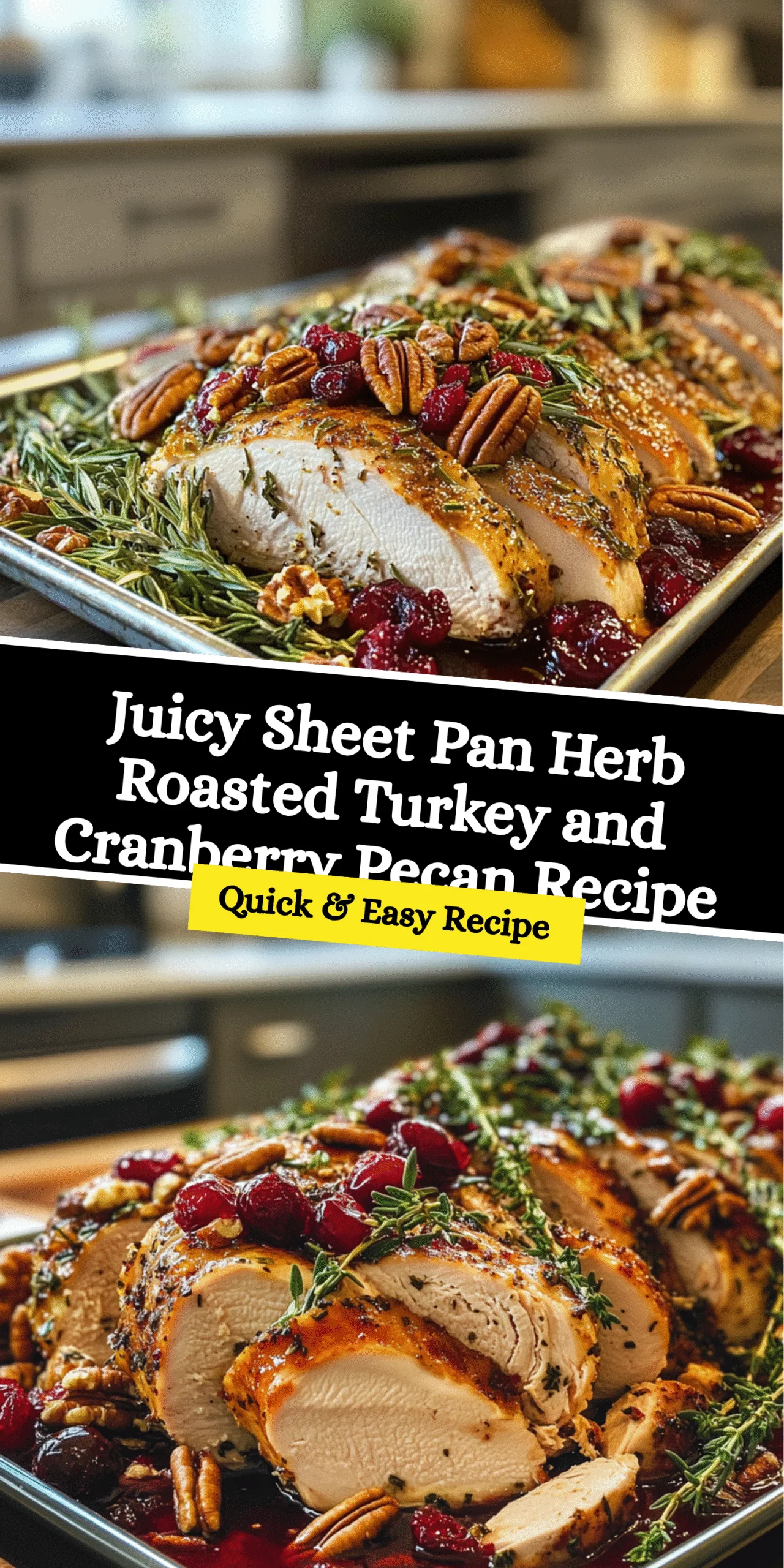 Juicy Sheet Pan Herb Roasted Turkey and Cranberry Pecan Recipe