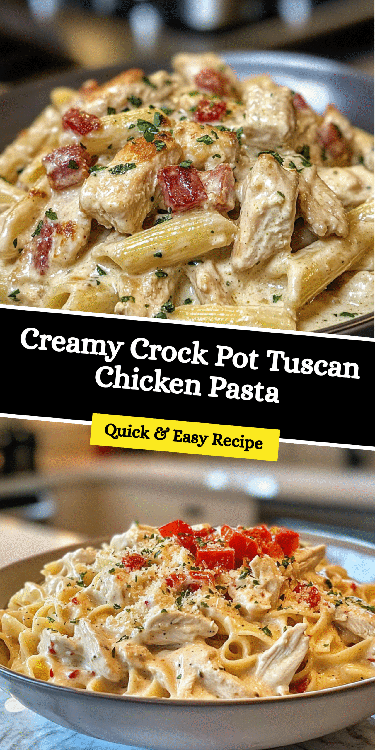 Creamy Crock Pot Tuscan Chicken Pasta