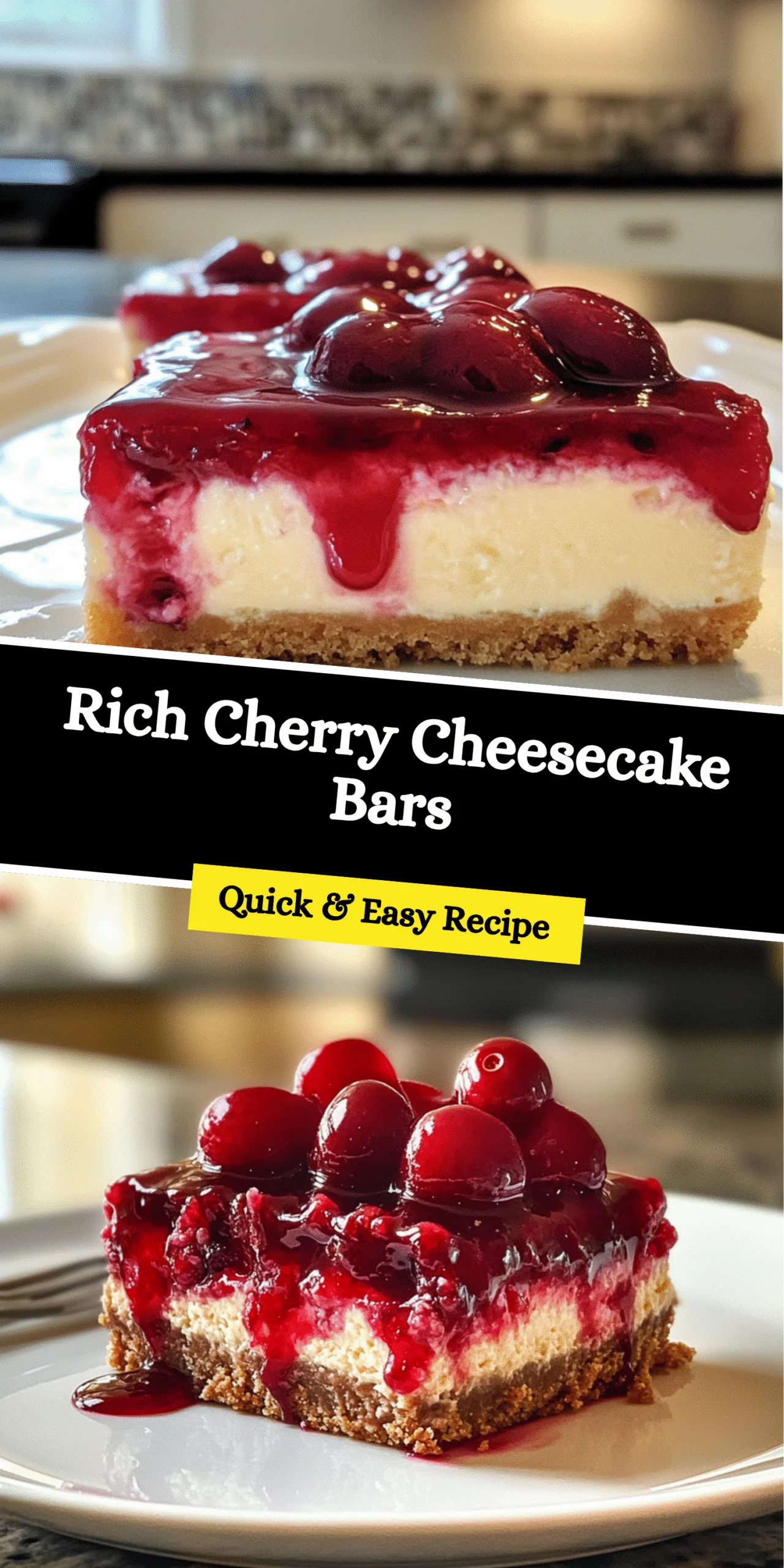 Rich Cherry Cheesecake Bars