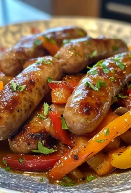 Savory Beer Braised Sausages with Peppers and Onions
