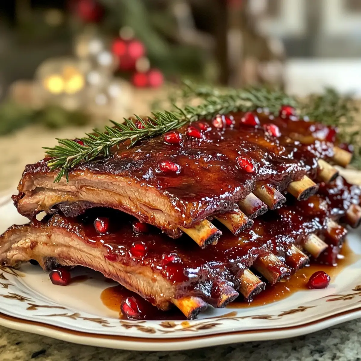 Succulent Pomegranate-Glazed Christmas Ribs