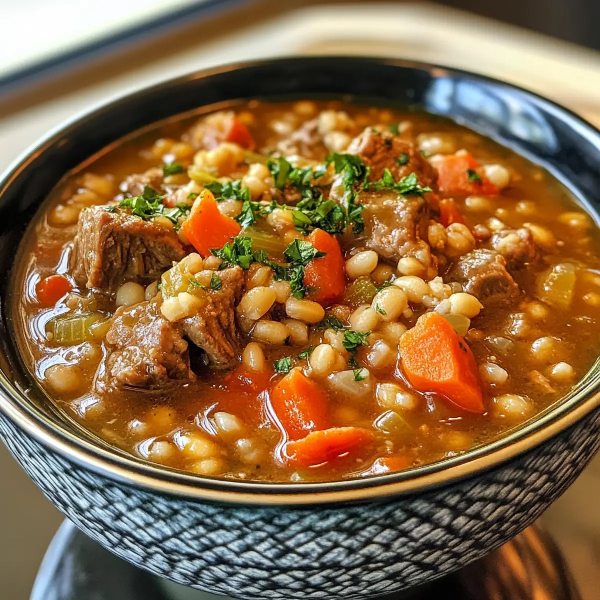 Savory Instant Pot Beef Barley Soup