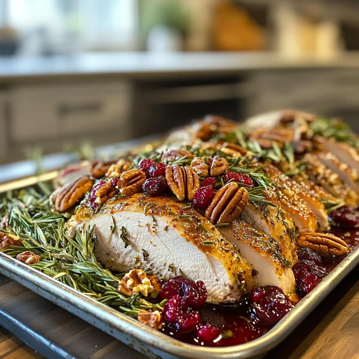 Juicy Sheet Pan Herb Roasted Turkey and Cranberry Pecan Recipe