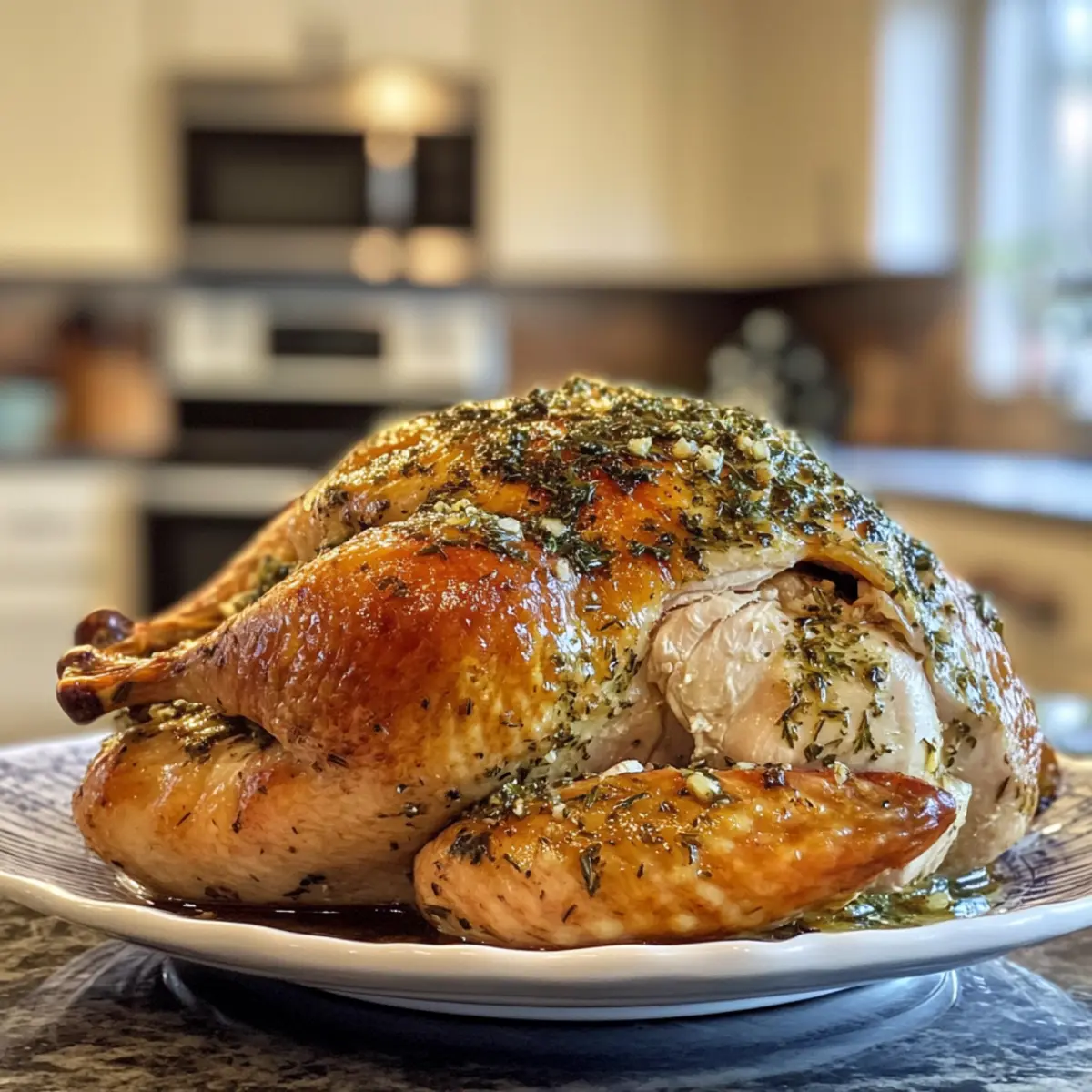 Savory Roast Turkey with Garlic Herb Butter