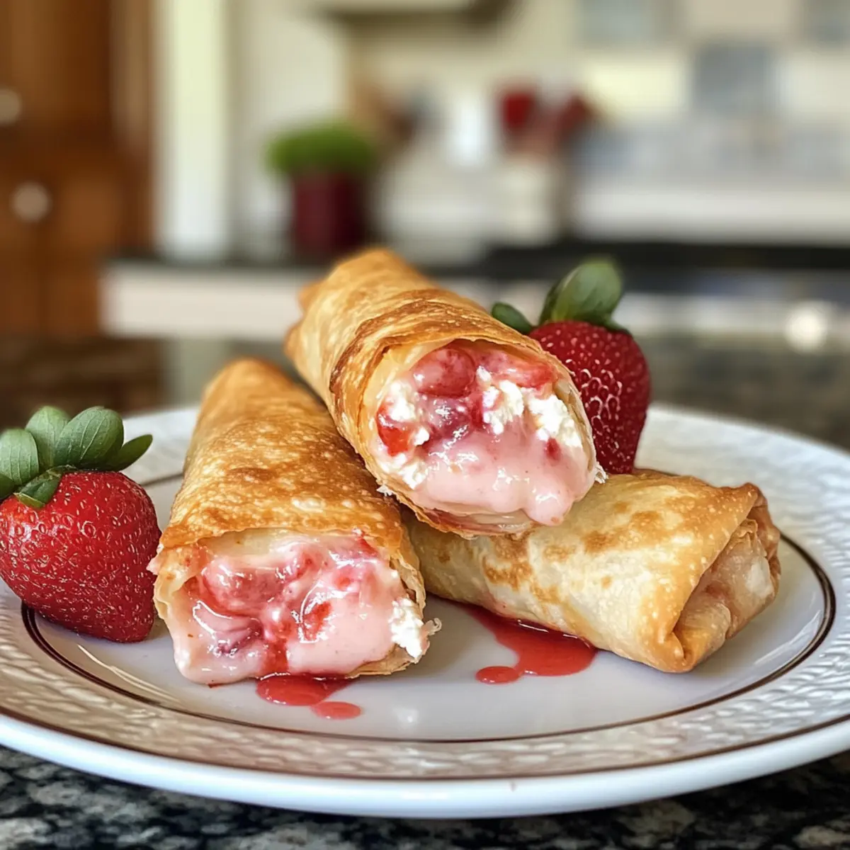 Decadent Strawberry Cheesecake Stuffed Egg Rolls