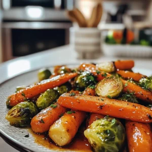 Savory Roasted Carrots and Brussels Sprouts