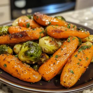 Savory Roasted Carrots and Brussels Sprouts