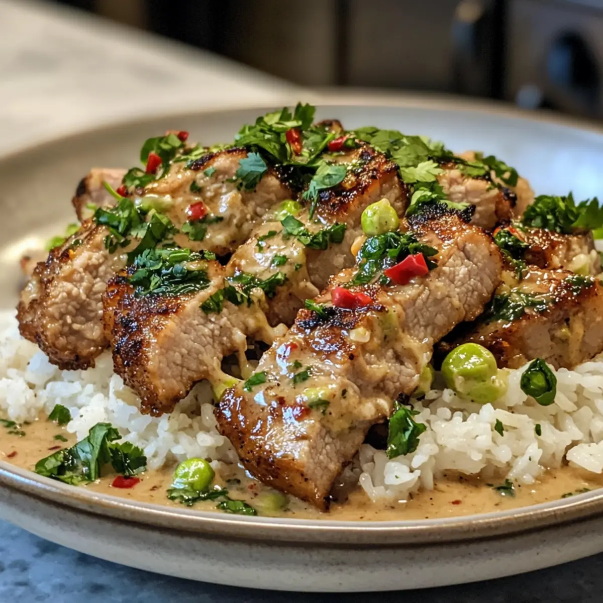 Zesty Ginger Lime Pork with Creamy Coconut Rice