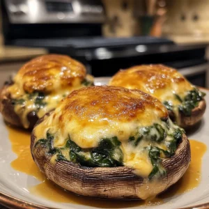 Savory Spinach & Cheese Stuffed Portobello Mushrooms