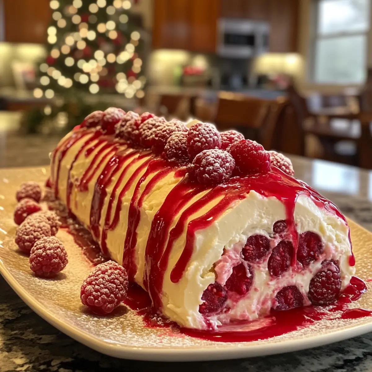 Decadent White Chocolate Raspberry Yule Log