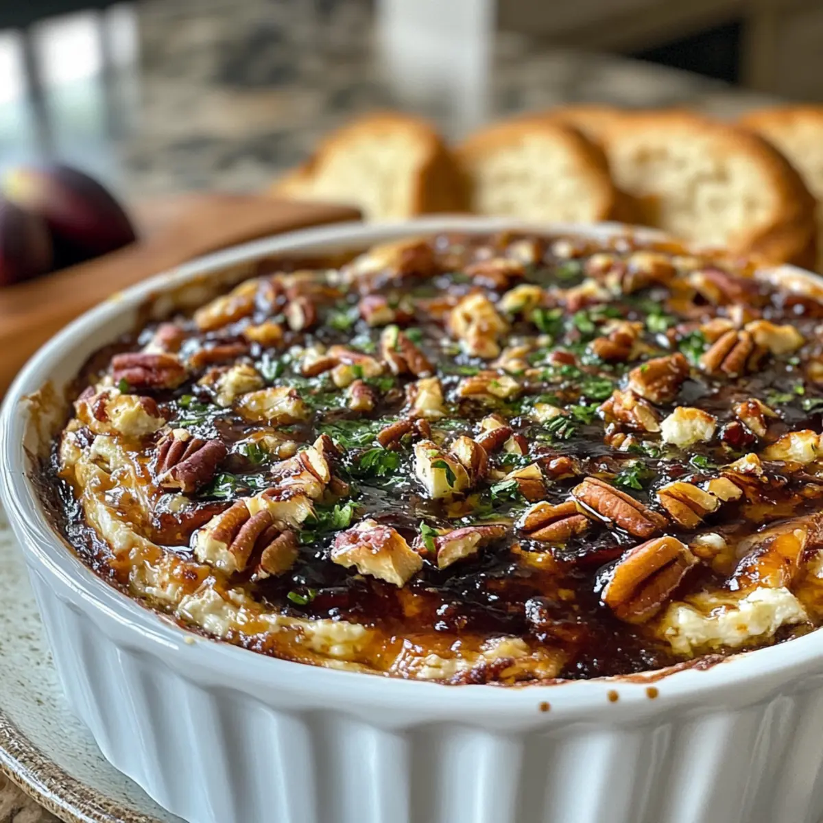 Savory Baked Feta Dip with Fig Jam and Pecans