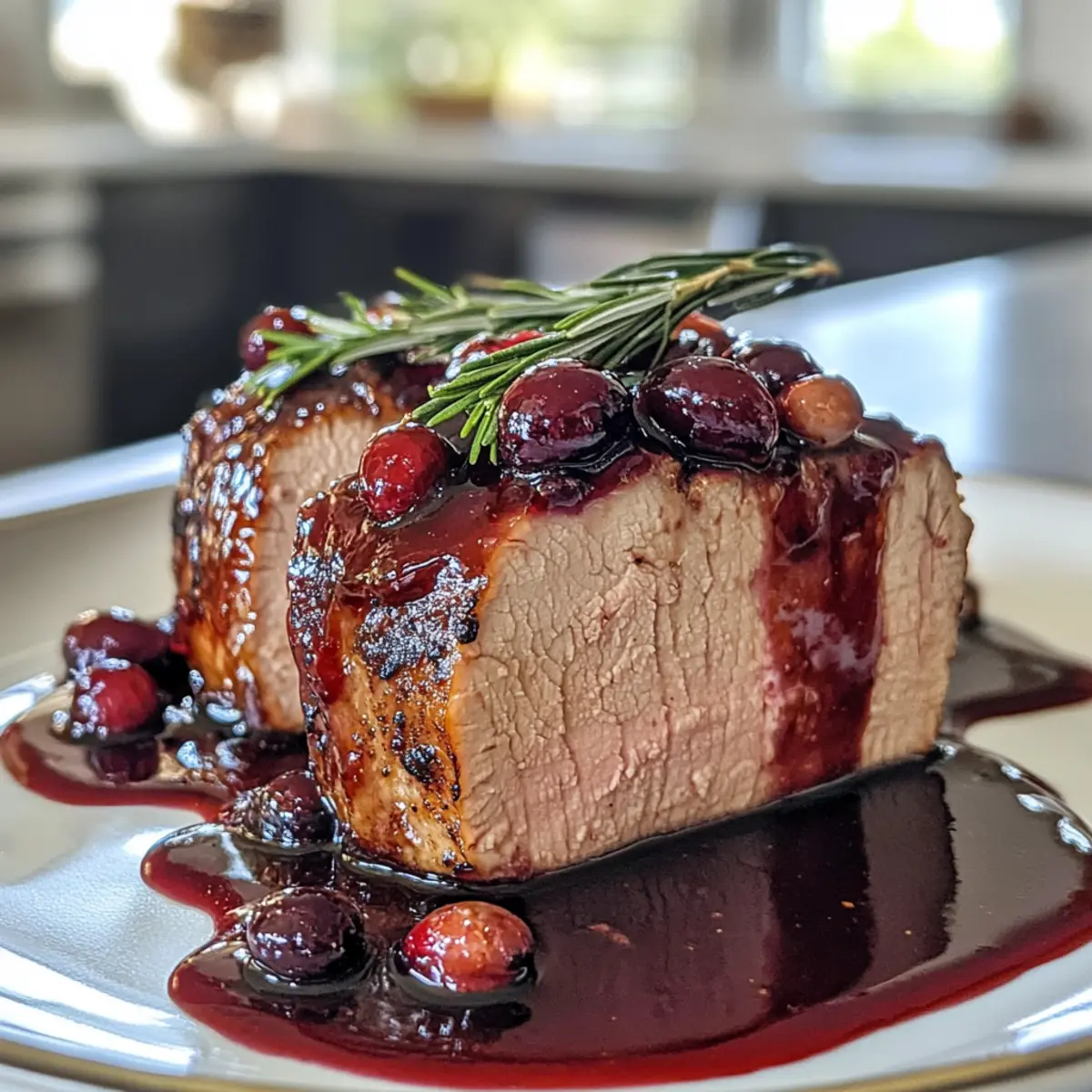 Succulent Pork Tenderloin with Savory Cranberry Glaze