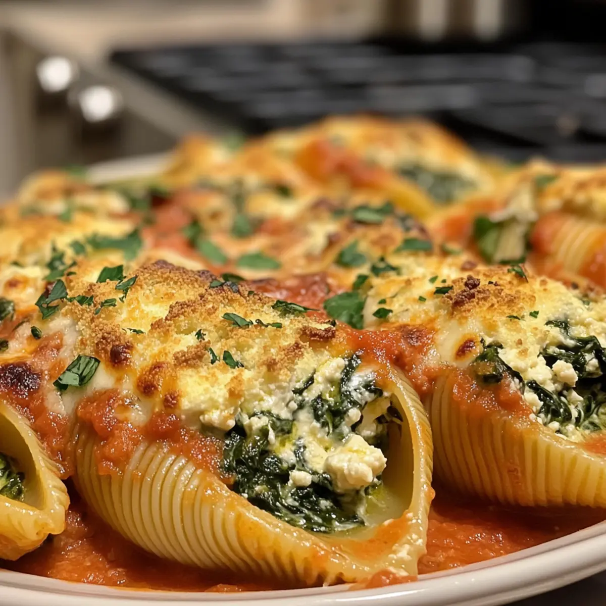 Creamy Spinach and Ricotta Stuffed Shells