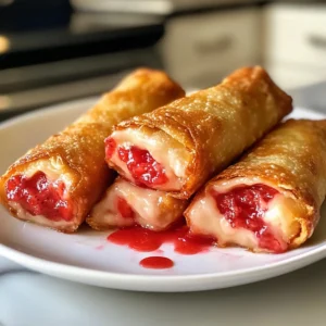 Decadent Strawberry Cheesecake Stuffed Egg Rolls