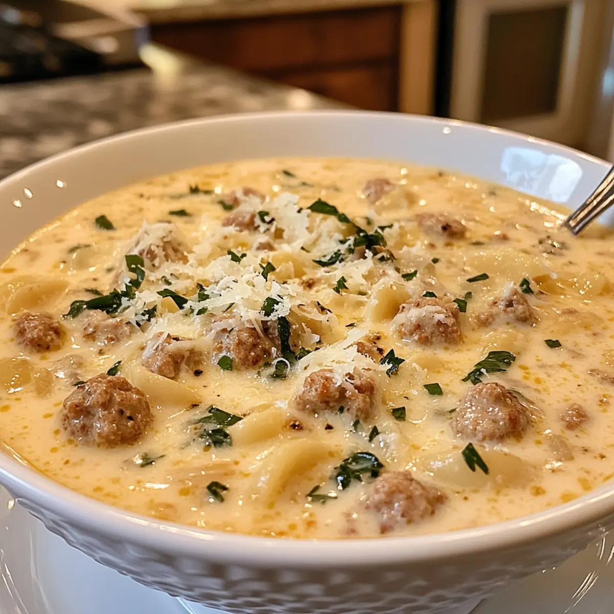 Rich Creamy Parmesan Italian Sausage Soup Recipe