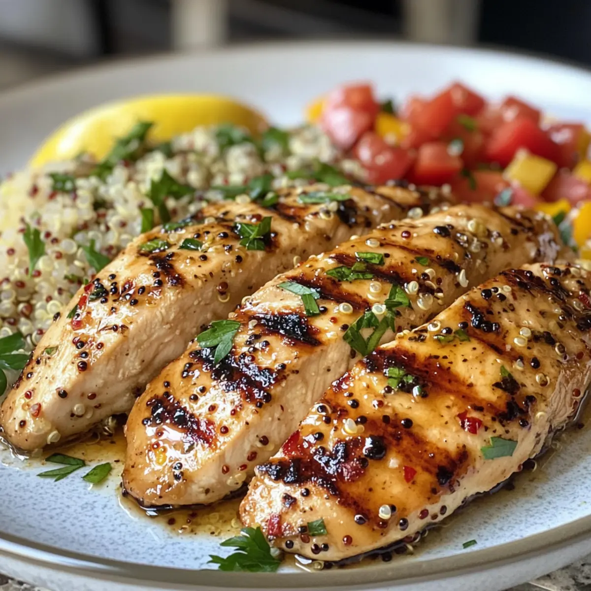 Zesty Grilled Lemon Herb Chicken with Quinoa Salad