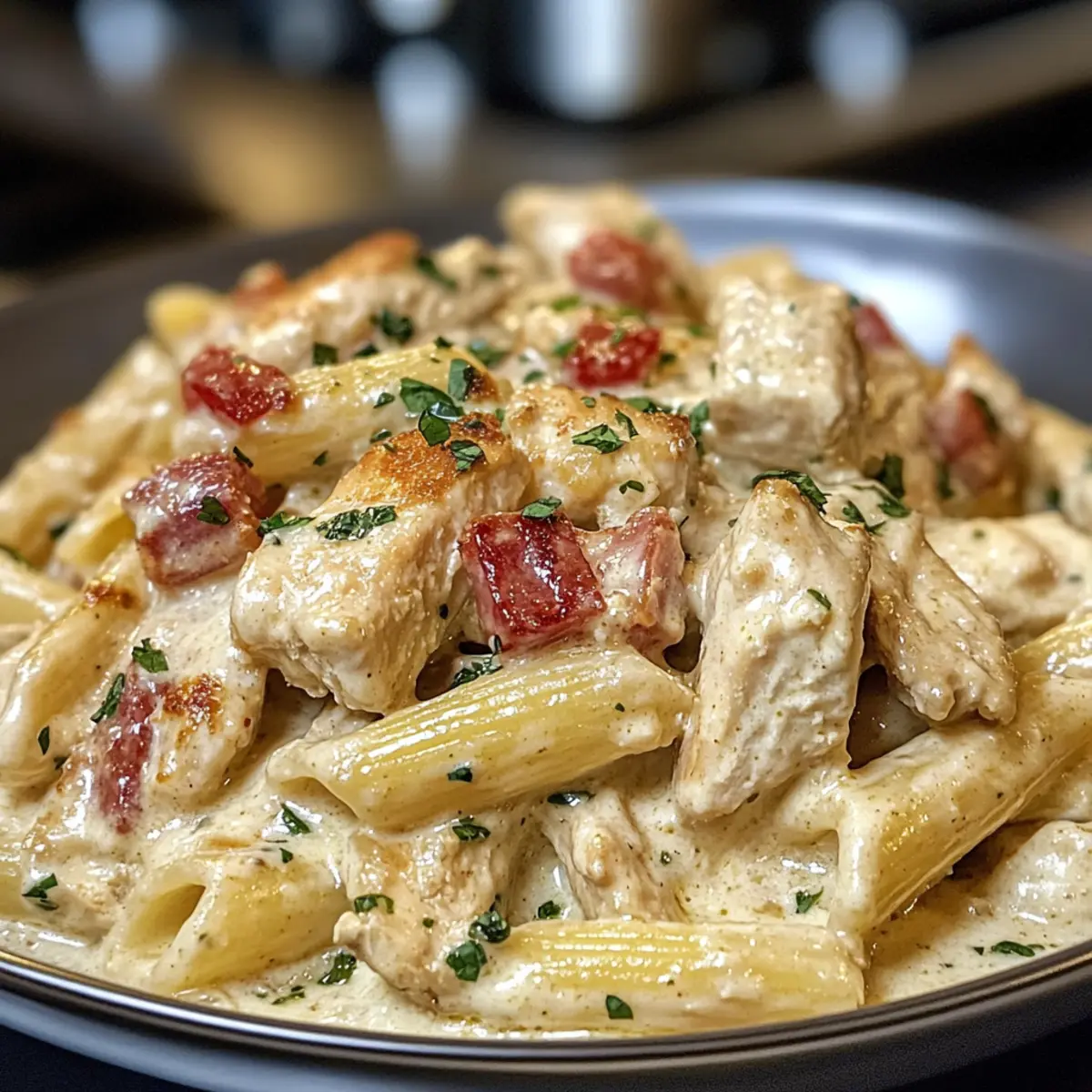 Creamy Crock Pot Tuscan Chicken Pasta