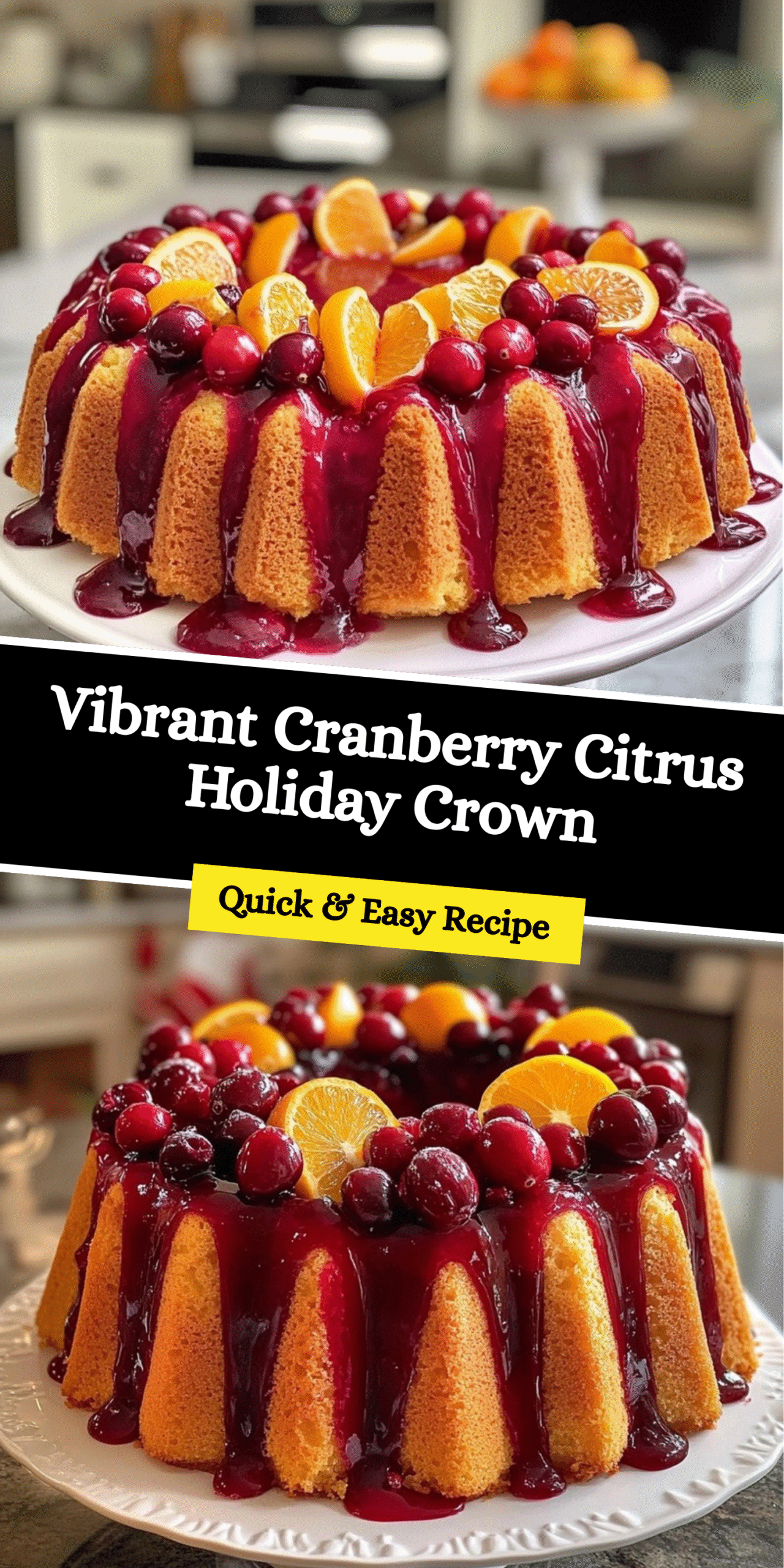 Vibrant Cranberry Citrus Holiday Crown