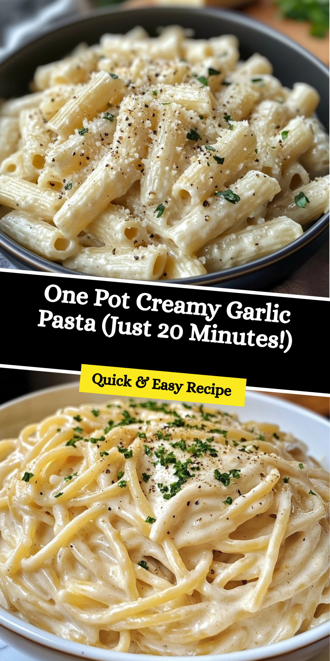 One Pot Creamy Garlic Pasta (Just 20 Minutes!)