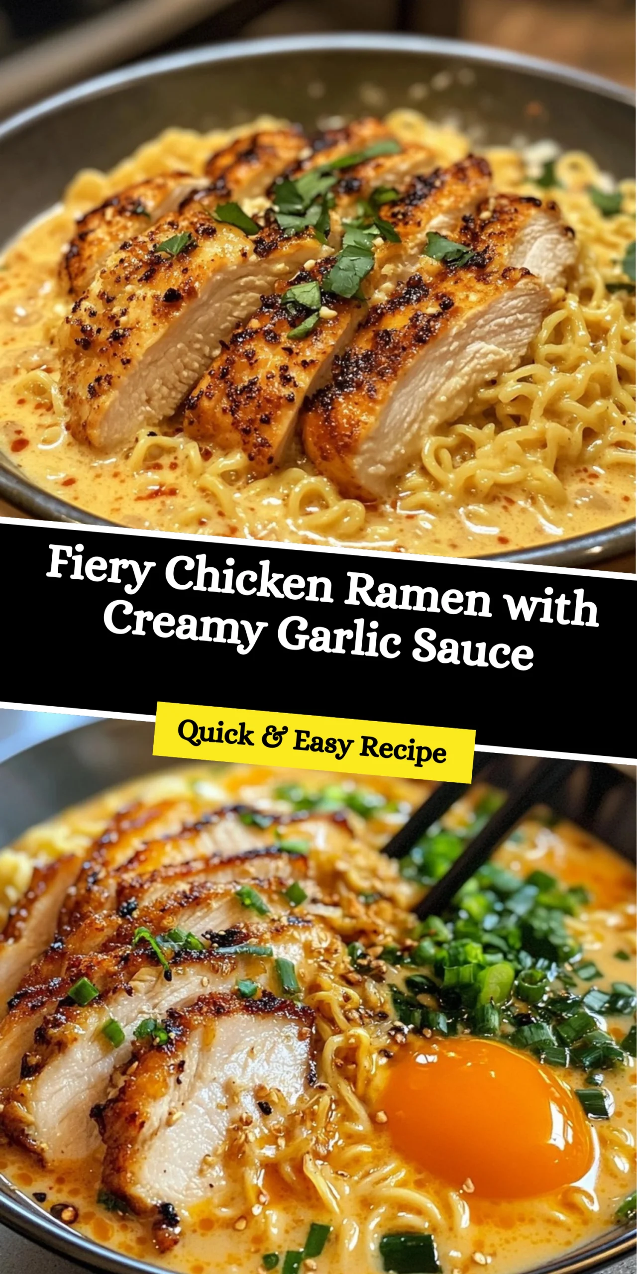 Fiery Chicken Ramen with Creamy Garlic Sauce