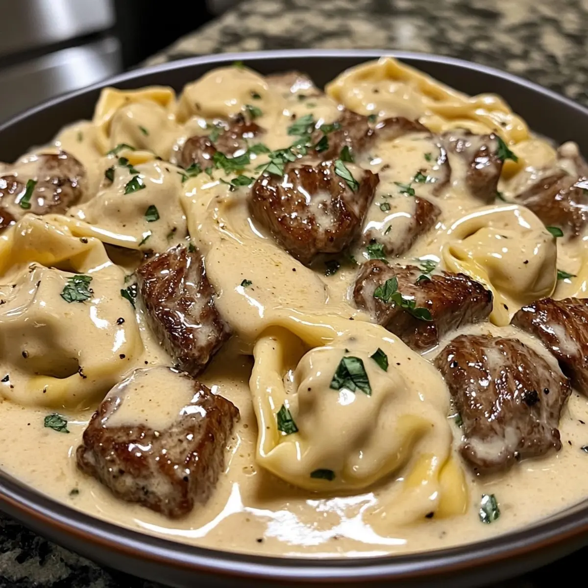 Cracked Garlic Steak Tortellini in Creamhouse Sauce Bliss