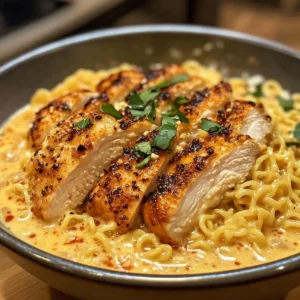 Fiery Chicken Ramen with Creamy Garlic Sauce
