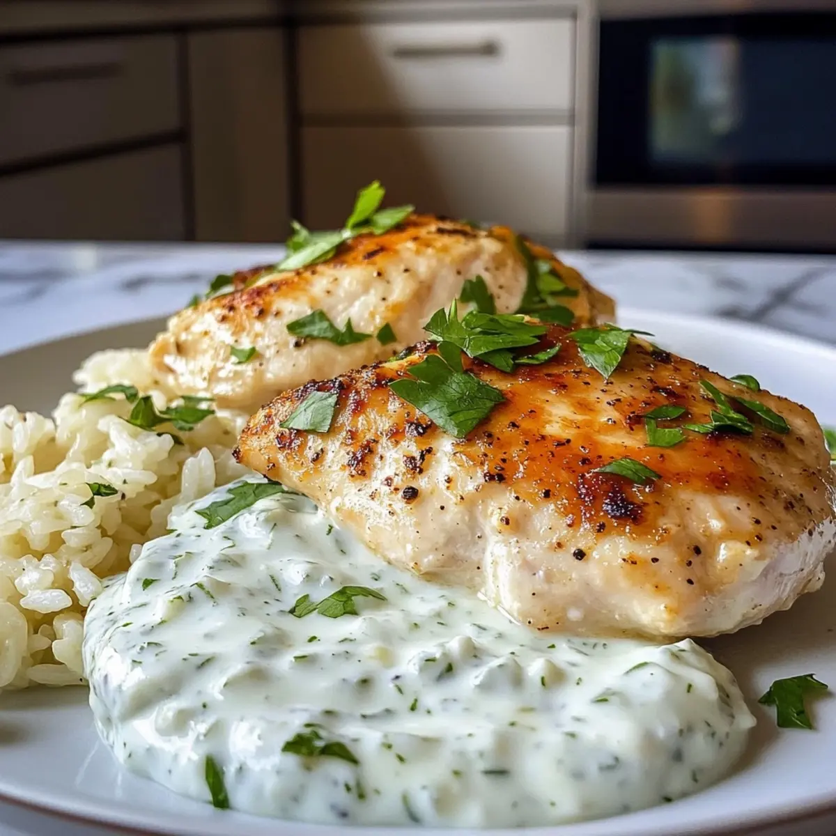 Dump-and-Bake Chicken Tzatziki with Rice Recipe