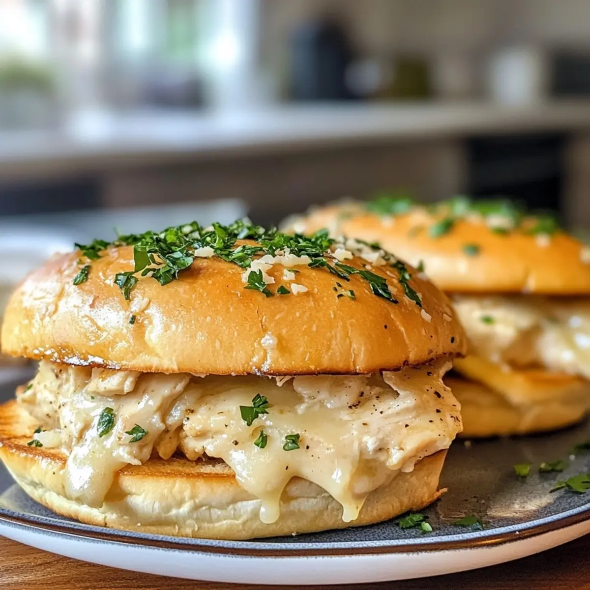 Slow Cooker Parmesan Garlic Chicken Sandwiches