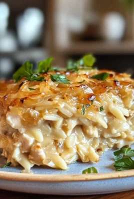 French Onion Chicken Orzo Casserole