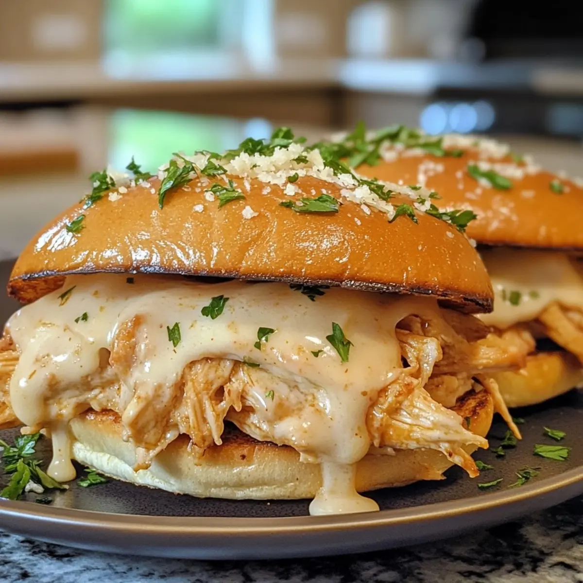 Slow Cooker Parmesan Garlic Chicken Sandwiches