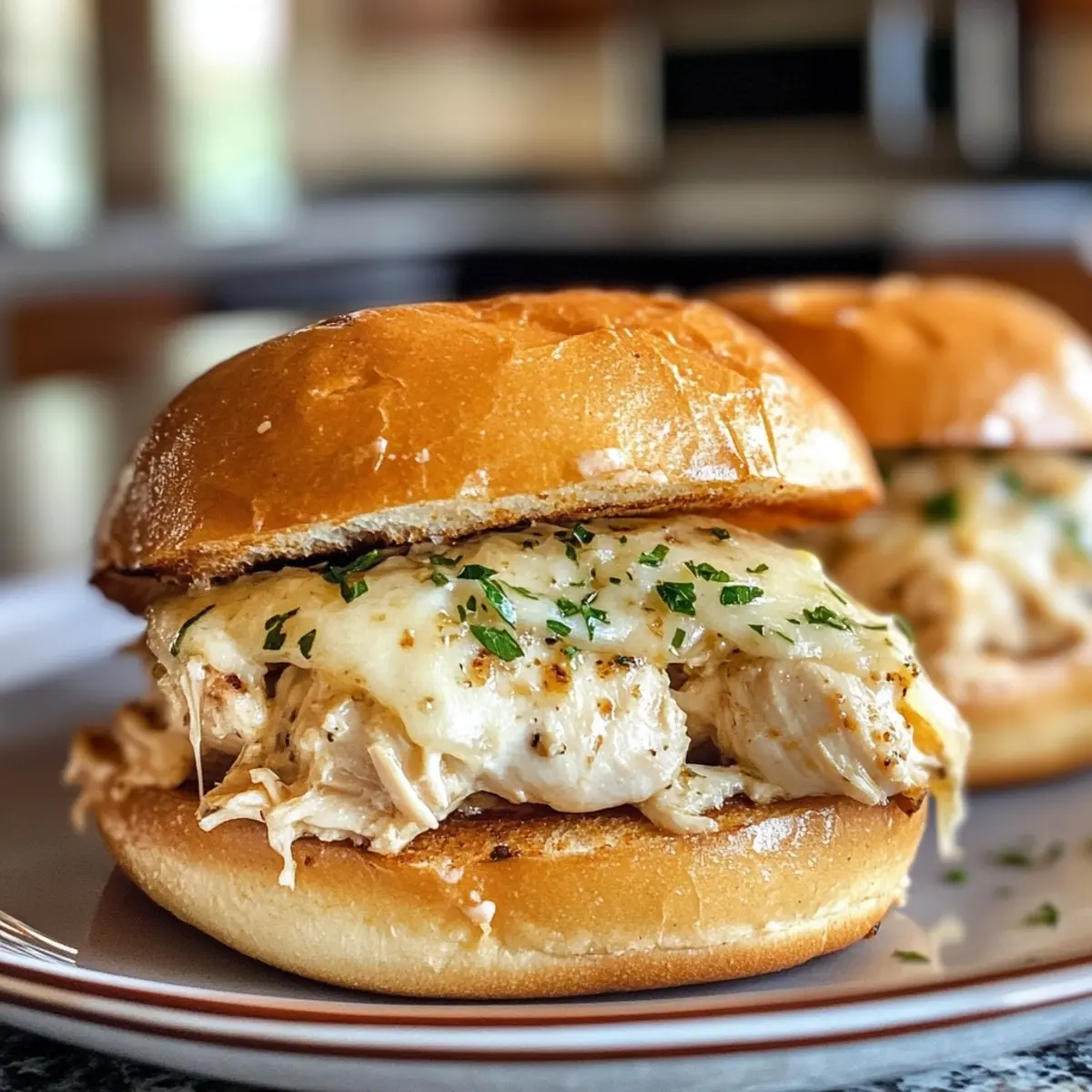 Slow Cooker Parmesan Garlic Chicken Sandwiches