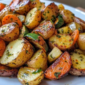 Garlic Herb Roasted Potatoes Carrots and Zucchini