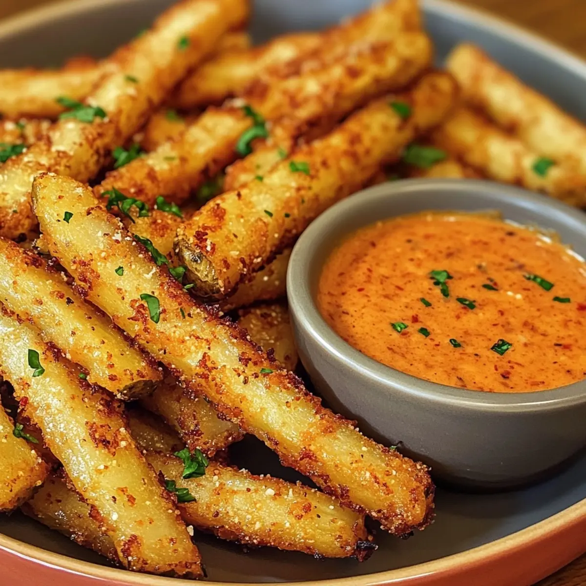 Pickle Fries with Spicy Dipping Sauce