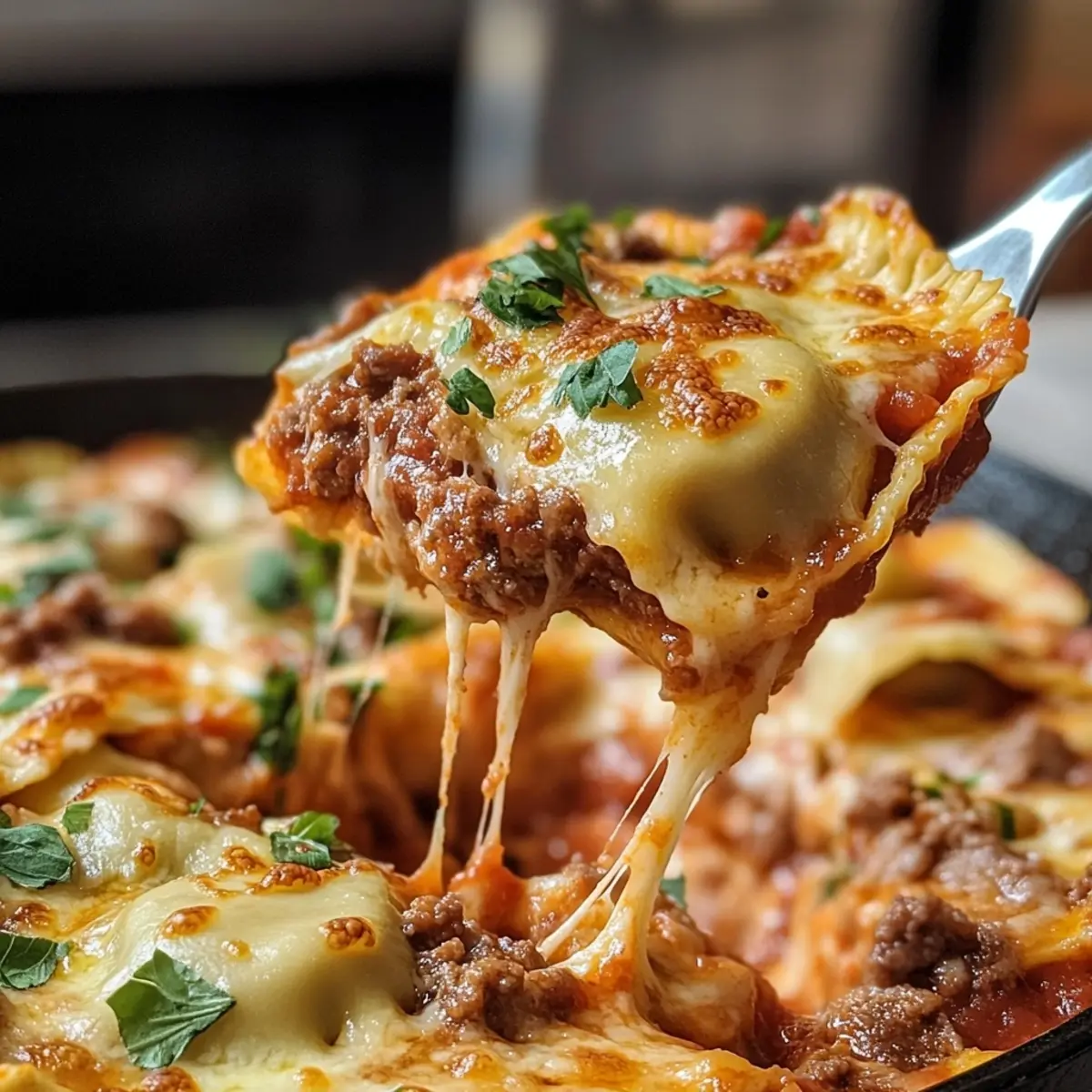 Meat Lovers Pizza Ravioli Skillet