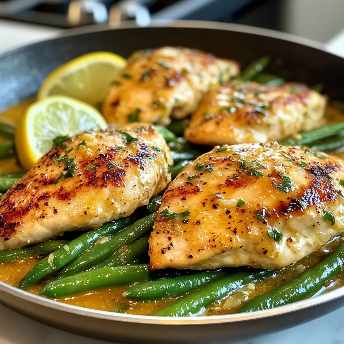 Lemon Garlic Butter Chicken and Green Beans Skillet