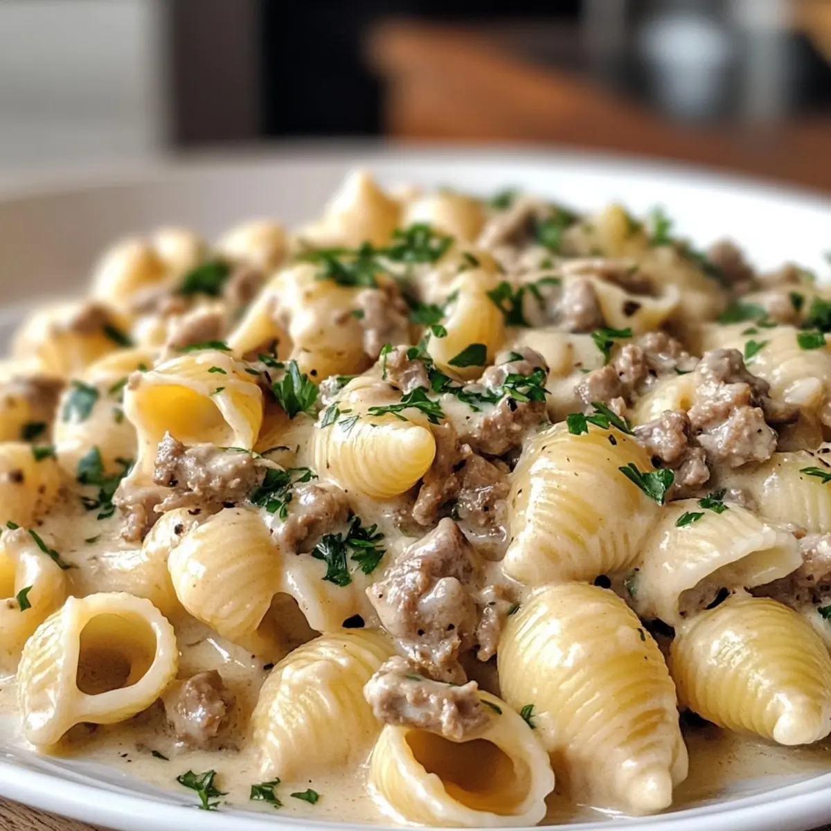 Creamy Beef and Shells