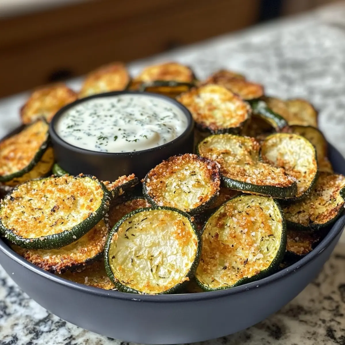 Air Fryer Zucchini Chips with Ranch